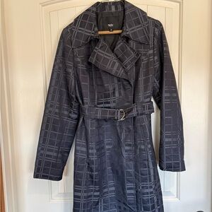 Moschino Dark Gray Checkered Trench Coat